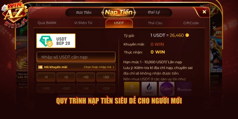 Cách Nạp Tiền WINAZ Đơn Giản - Gửi Lệnh Thành Công 100% 2 Quy trình nạp tiền siêu dễ cho người mới